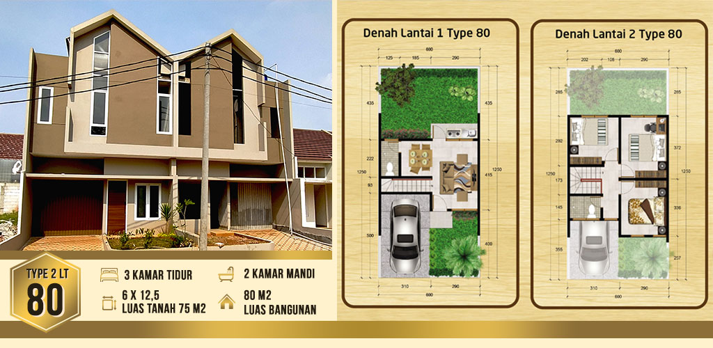 denah rumah 2 lantai cendana residence